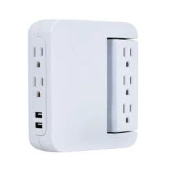 General Electric GE Pro 5 Outlet Sur Protector Wall Tap with Swivel Access White