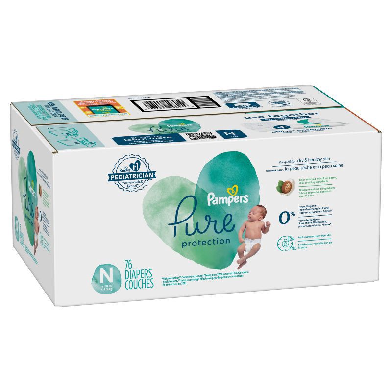 slide 12 of 16, Pampers Pure Protection Diapers Super Pack - Size 0 - 76ct, 76 ct
