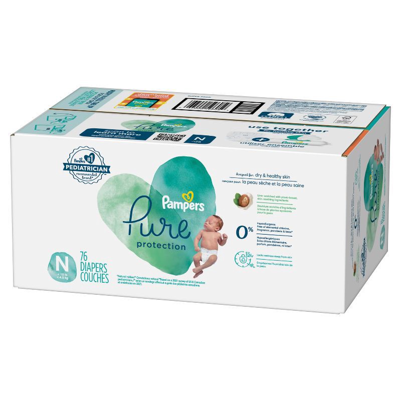 slide 13 of 16, Pampers Pure Protection Diapers Super Pack - Size 0 - 76ct, 76 ct