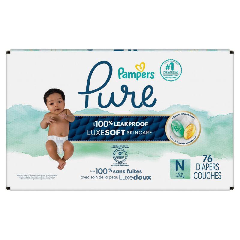 slide 14 of 17, Pampers Pure Protection Diapers Super Pack - Size 0 - 76ct, 0 x 76 ct