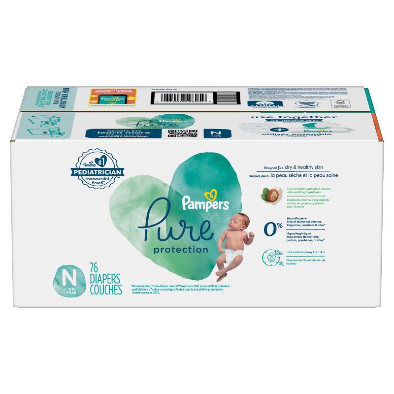slide 11 of 16, Pampers Pure Protection Diapers Super Pack - Size 0 - 76ct, 76 ct