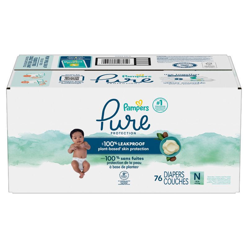 slide 1 of 10, Pampers Pure Protection Diapers Super Pack - Size 0 - 76ct, 76 ct