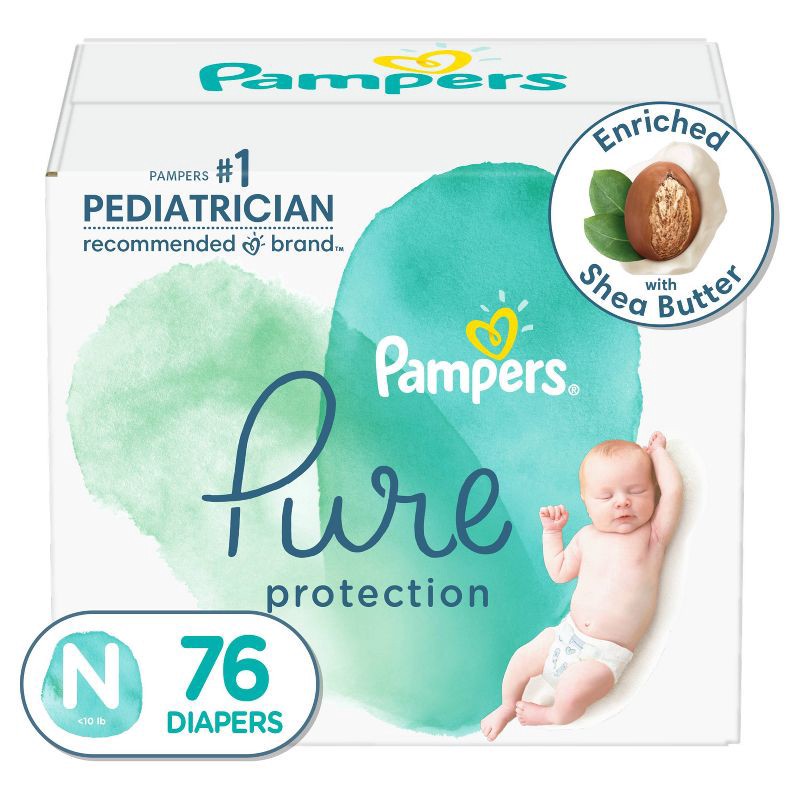 slide 1 of 16, Pampers Pure Protection Diapers Super Pack - Size 0 - 76ct, 76 ct
