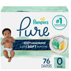Pampers Pure Protection Diapers Super Pack - Size 0 - 76ct
