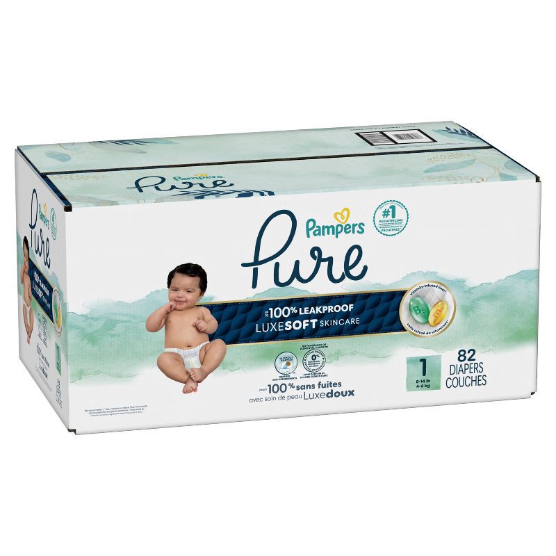 slide 15 of 16, Pampers Pure Protection Diapers Super Pack - Size 1 - 82ct, 1 x 82 ct