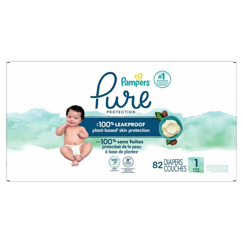 slide 8 of 12, Pampers Pure Protection Diapers Super Pack - Size 1 - 82ct, 82 ct