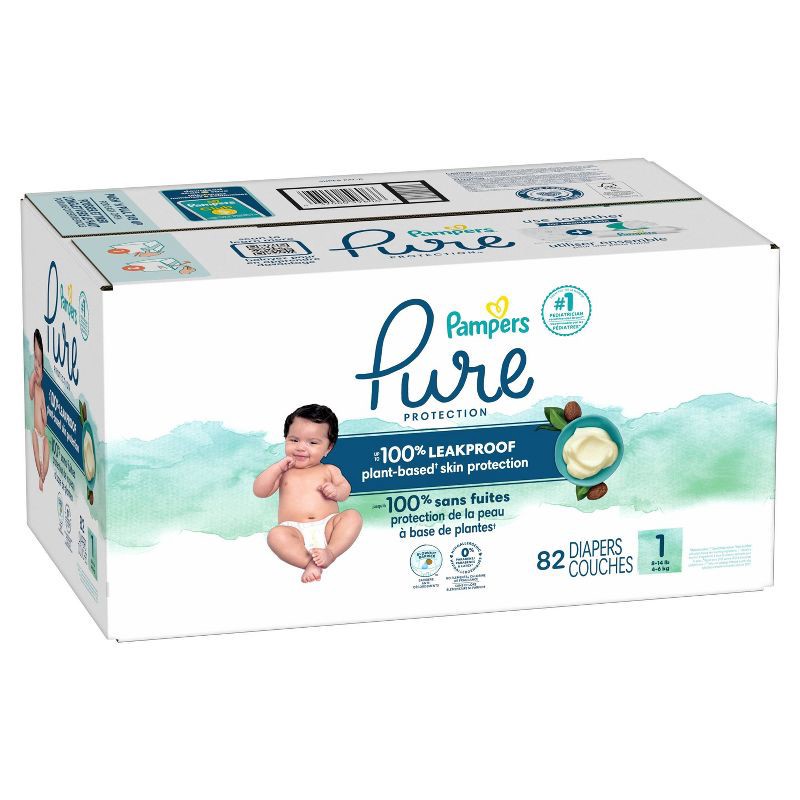 slide 9 of 12, Pampers Pure Protection Diapers Super Pack - Size 1 - 82ct, 82 ct