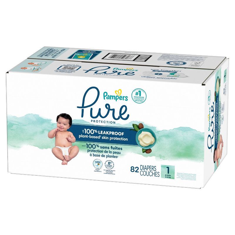 slide 10 of 12, Pampers Pure Protection Diapers Super Pack - Size 1 - 82ct, 82 ct