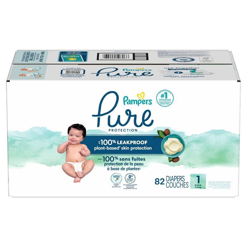 slide 11 of 12, Pampers Pure Protection Diapers Super Pack - Size 1 - 82ct, 82 ct