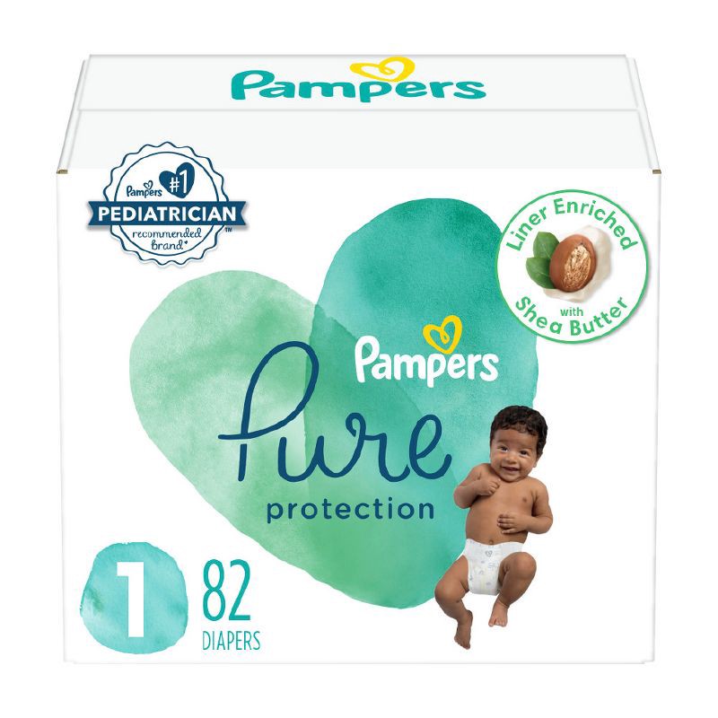 slide 1 of 10, Pampers Pure Protection Diapers Super Pack - Size 1 - 82ct, 82 ct