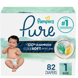 Pampers Pure Protection Diapers Super Pack - Size 1 - 82ct