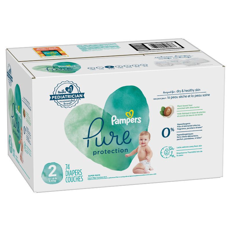 slide 14 of 15, Pampers Pure Protection Diapers Super Pack - Size 2 - 74ct, 74 ct