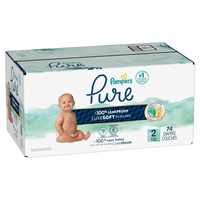 slide 15 of 16, Pampers Pure Protection Diapers Super Pack - Size 2 - 74ct, 2 x 74 ct