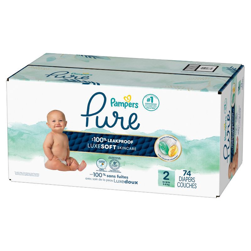 slide 16 of 16, Pampers Pure Protection Diapers Super Pack - Size 2 - 74ct, 2 x 74 ct