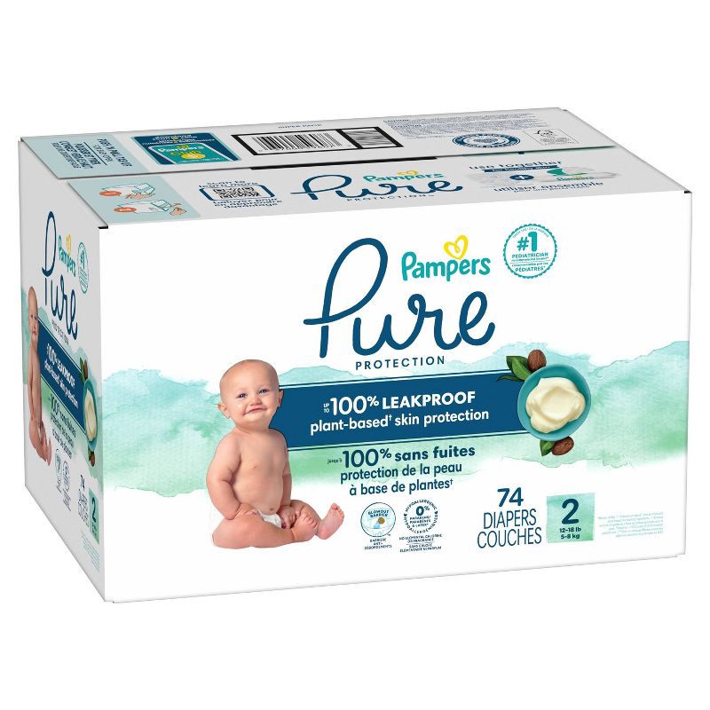 slide 9 of 12, Pampers Pure Protection Diapers Super Pack - Size 2 - 74ct, 74 ct