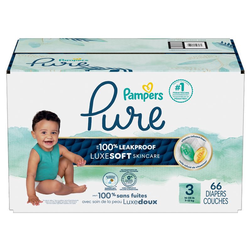 slide 14 of 16, Pampers Pure Protection Diapers Super Pack - Size 3 - 66ct, 3 x 66 ct