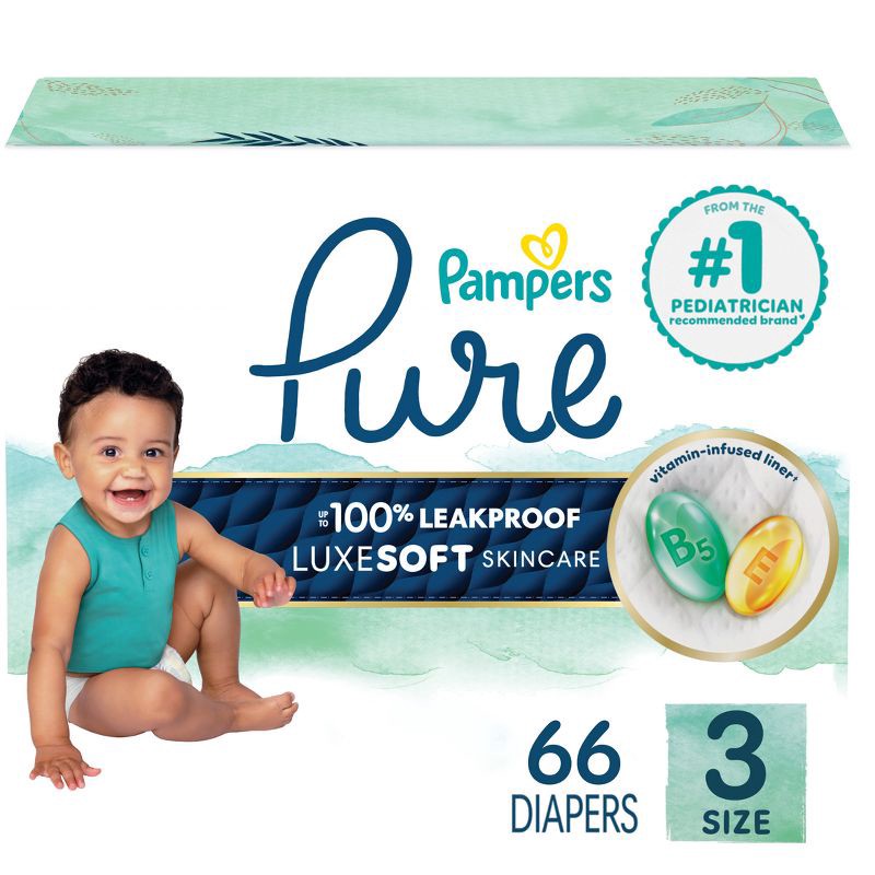 slide 1 of 16, Pampers Pure Protection Diapers Super Pack - Size 3 - 66ct, 3 x 66 ct