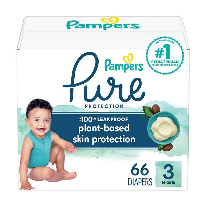 slide 1 of 12, Pampers Pure Protection Diapers Super Pack - Size 3 - 66ct, 66 ct