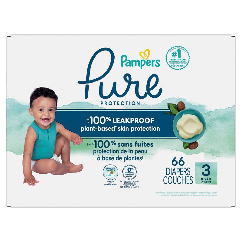 slide 8 of 12, Pampers Pure Protection Diapers Super Pack - Size 3 - 66ct, 66 ct