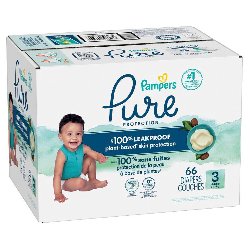 slide 9 of 12, Pampers Pure Protection Diapers Super Pack - Size 3 - 66ct, 66 ct