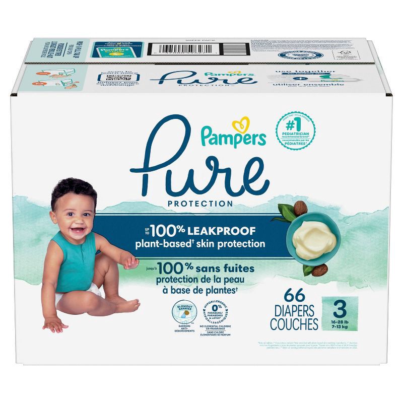 slide 11 of 12, Pampers Pure Protection Diapers Super Pack - Size 3 - 66ct, 66 ct