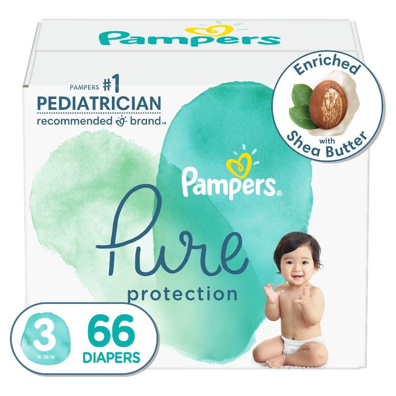 slide 1 of 14, Pampers Pure Protection Diapers Super Pack - Size 3 - 66ct, 66 ct