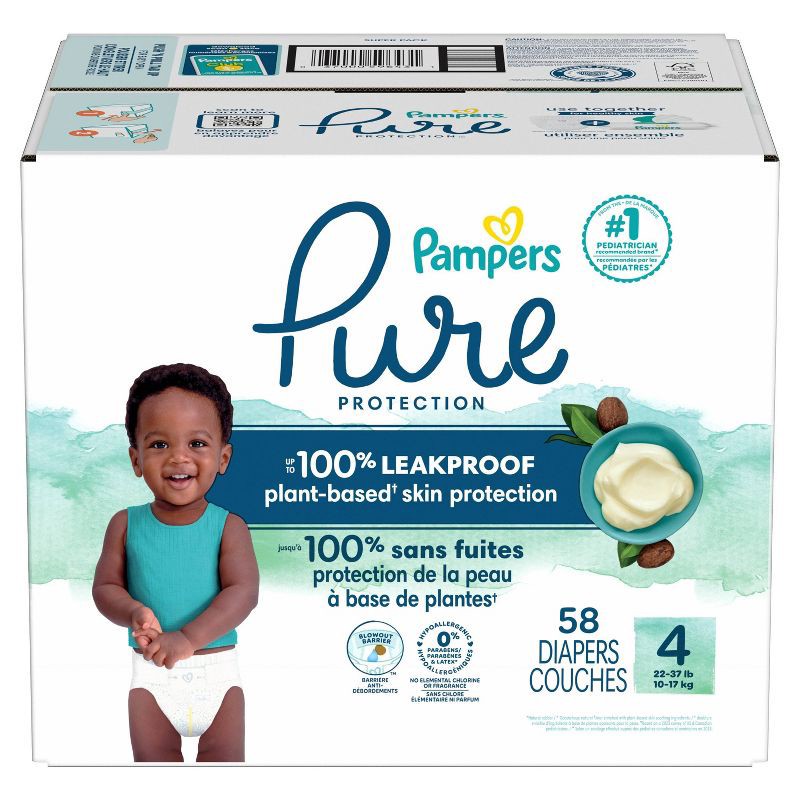 slide 12 of 12, Pampers Pure Protection Diapers Super Pack - Size 4 - 58ct, 58 ct