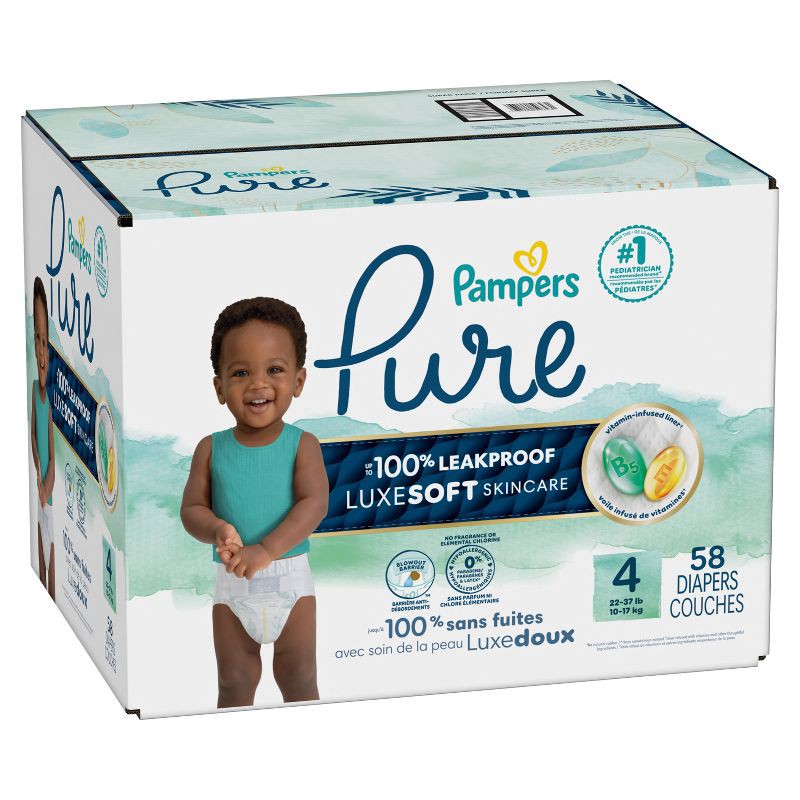 slide 15 of 16, Pampers Pure Protection Diapers Super Pack - Size 4 - 58ct, 4 x 58 ct