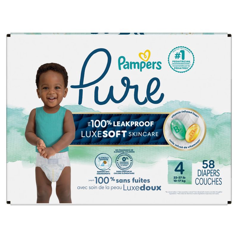 slide 14 of 16, Pampers Pure Protection Diapers Super Pack - Size 4 - 58ct, 4 x 58 ct