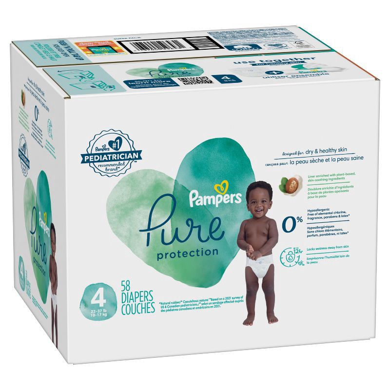 slide 10 of 11, Pampers Pure Protection Diapers Super Pack - Size 4 - 58ct, 58 ct