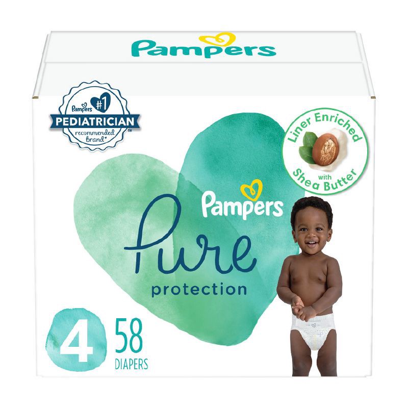 slide 1 of 11, Pampers Pure Protection Diapers Super Pack - Size 4 - 58ct, 58 ct
