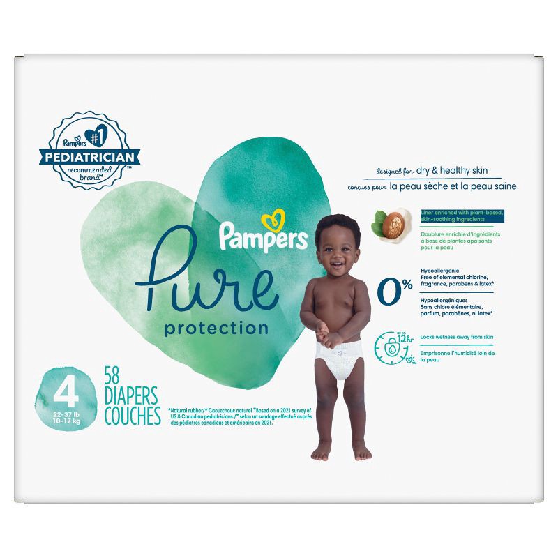 slide 11 of 11, Pampers Pure Protection Diapers Super Pack - Size 4 - 58ct, 58 ct