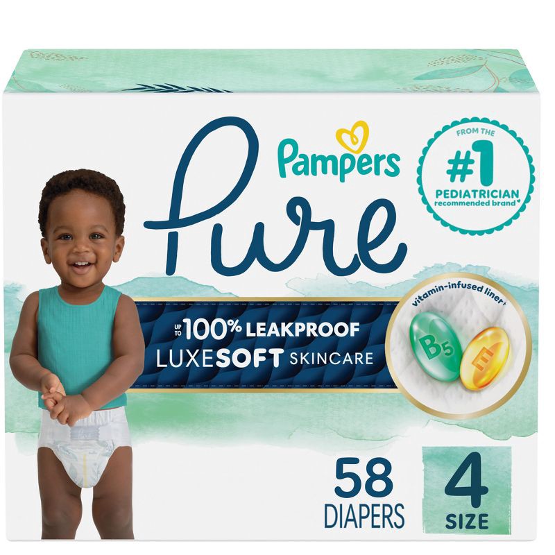 slide 1 of 16, Pampers Pure Protection Diapers Super Pack - Size 4 - 58ct, 4 x 58 ct