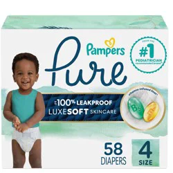 Pampers Pure Protection Diapers Super Pack - Size 4 - 58ct