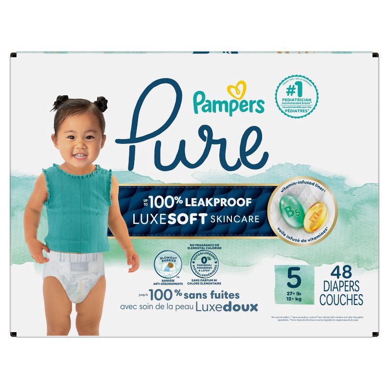 slide 14 of 16, Pampers Pure Protection Diapers Super Pack - Size 5 - 48ct, 5 x 48 ct