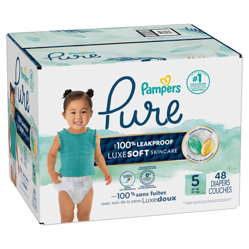 slide 15 of 16, Pampers Pure Protection Diapers Super Pack - Size 5 - 48ct, 5 x 48 ct