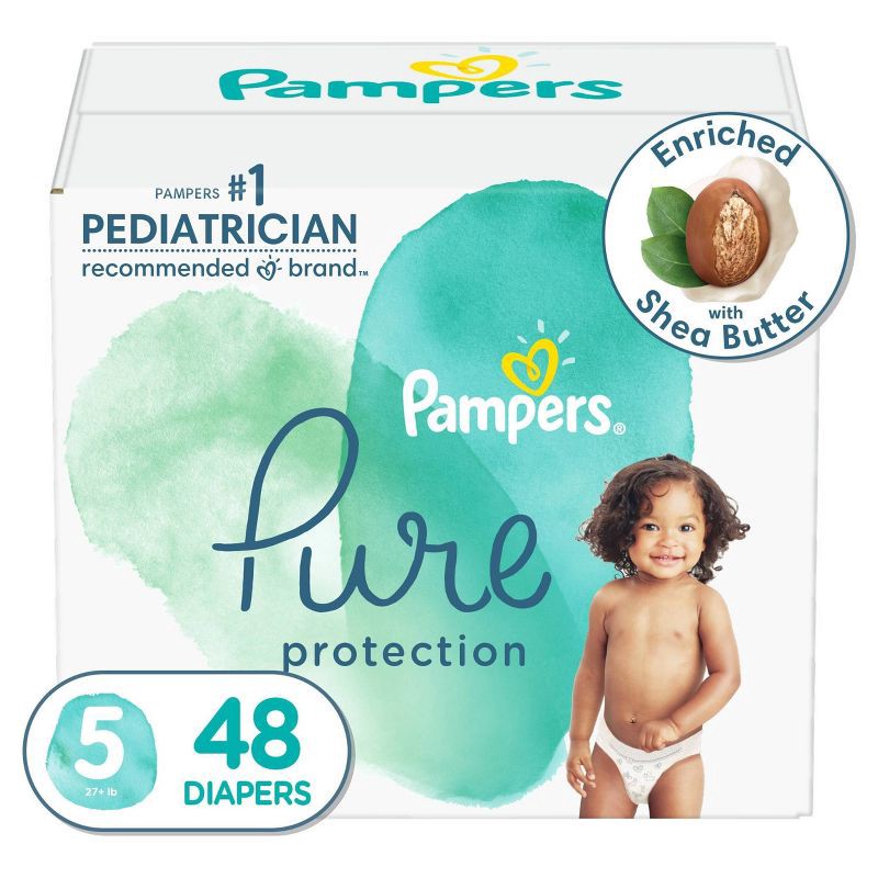slide 1 of 7, Pampers Pure Protection Diapers Super Pack - Size 5 - 48ct, 48 ct