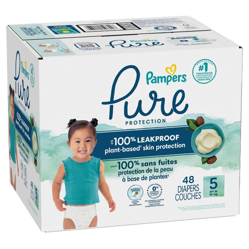 slide 9 of 11, Pampers Pure Protection Diapers Super Pack - Size 5 - 48ct, 48 ct