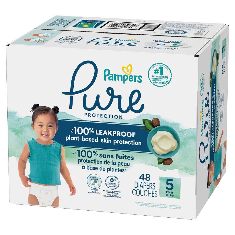 slide 10 of 11, Pampers Pure Protection Diapers Super Pack - Size 5 - 48ct, 48 ct