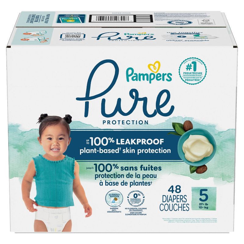 slide 11 of 11, Pampers Pure Protection Diapers Super Pack - Size 5 - 48ct, 48 ct