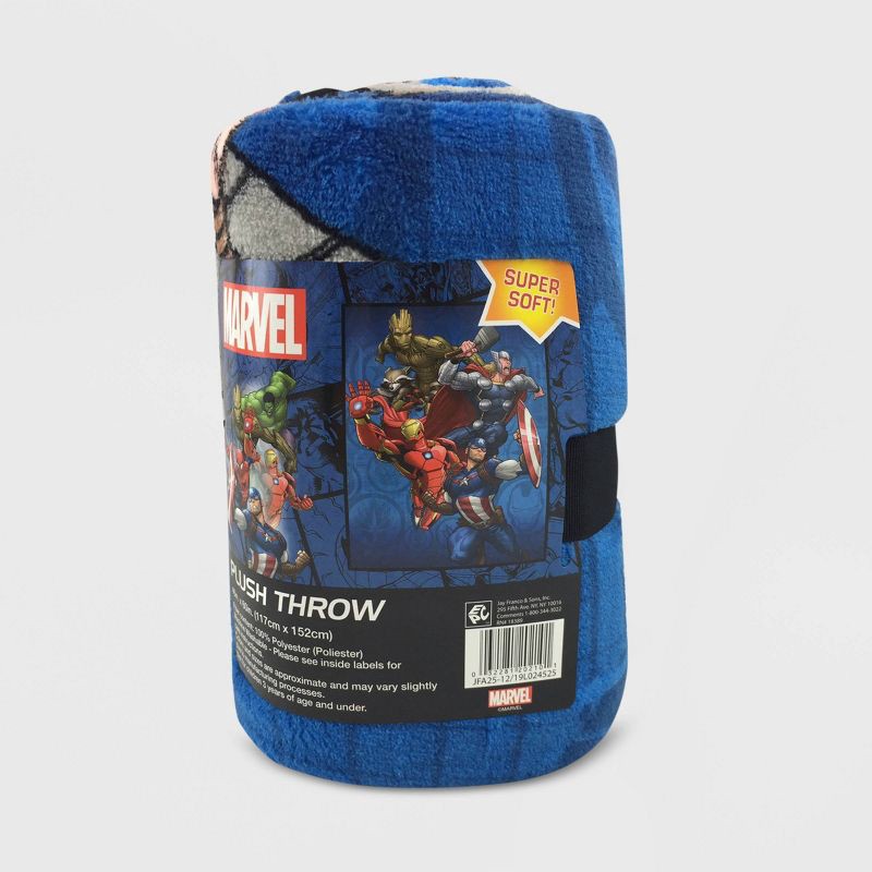 slide 3 of 4, Marvel Avengers 46"x60" Kids' Throw Blanket Blue, 1 ct