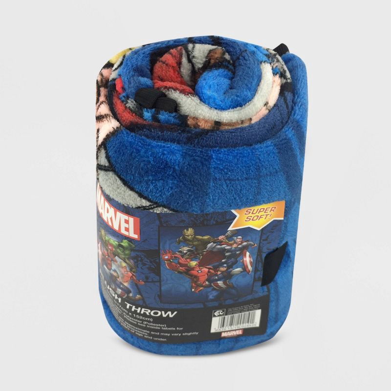 slide 4 of 4, Marvel Avengers 46"x60" Kids' Throw Blanket Blue, 1 ct