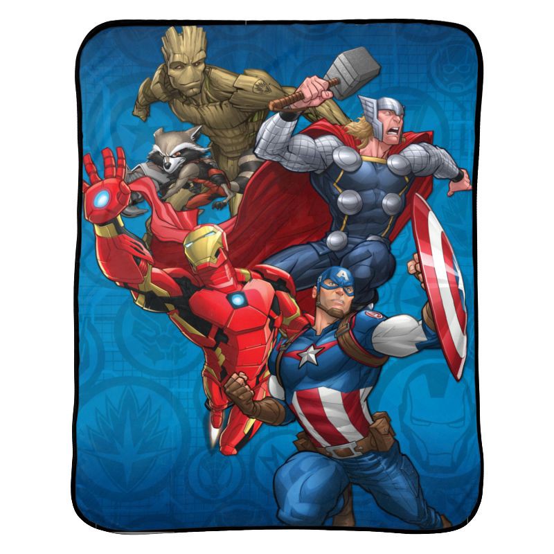 slide 1 of 4, Marvel Avengers 46"x60" Kids' Throw Blanket Blue, 1 ct