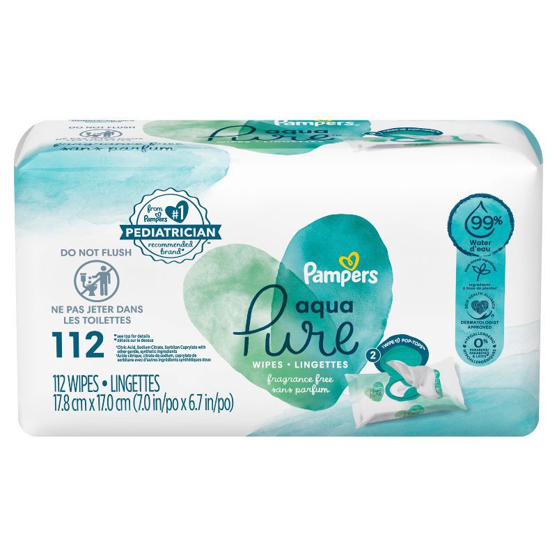 slide 2 of 13, Pampers Aqua Pure Sensitive Baby Wipes - 112ct, 112 ct