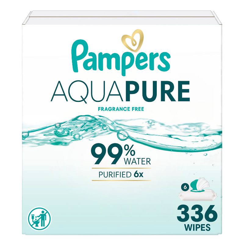 slide 1 of 16, Pampers Aqua Pure Sensitive Baby Wipes - 336ct: Pop-Up Dispenser, Paraben-Free, Hands & Diaper Area, 336 ct