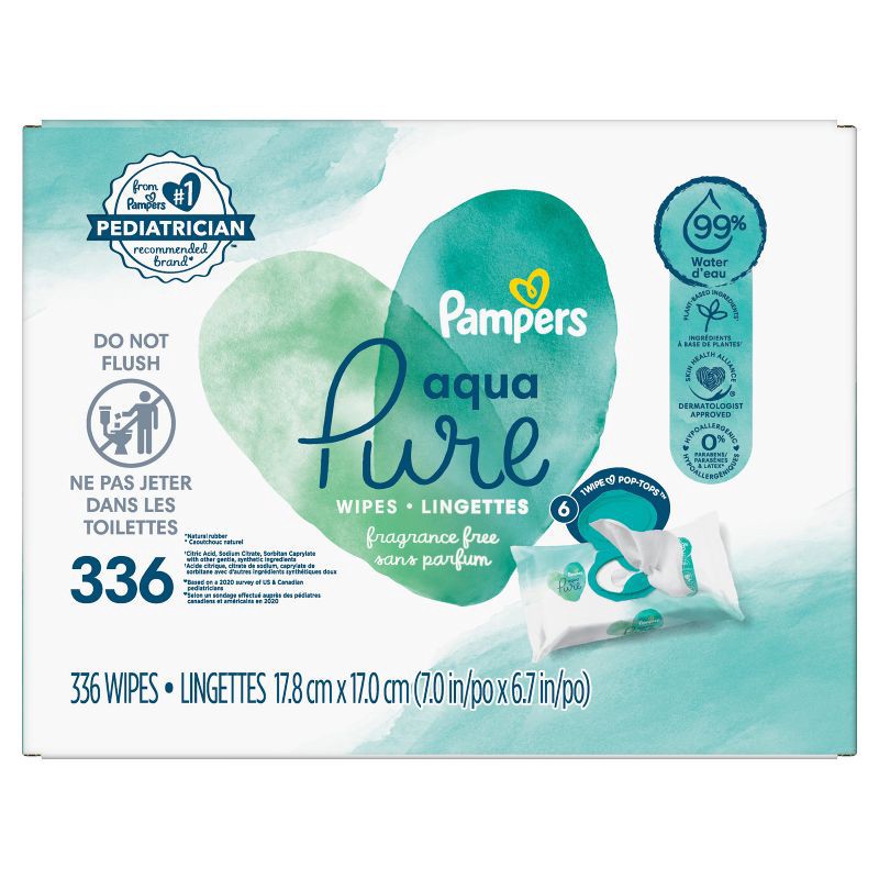 slide 9 of 11, Pampers Aqua Pure Sensitive Baby Wipes - 336ct, 336 ct