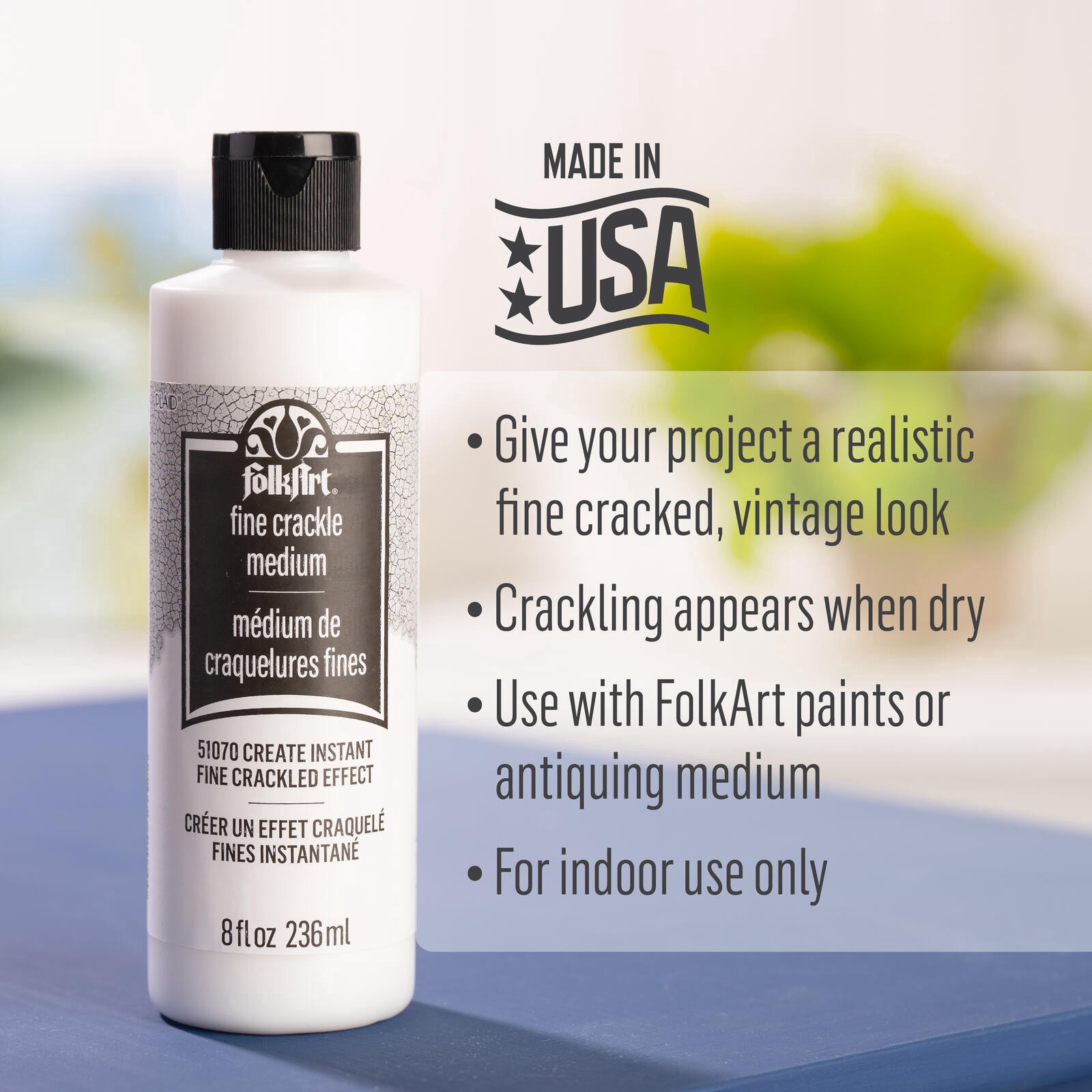 slide 5 of 8, Folkart Fine Crackle Medium, 8 fl oz