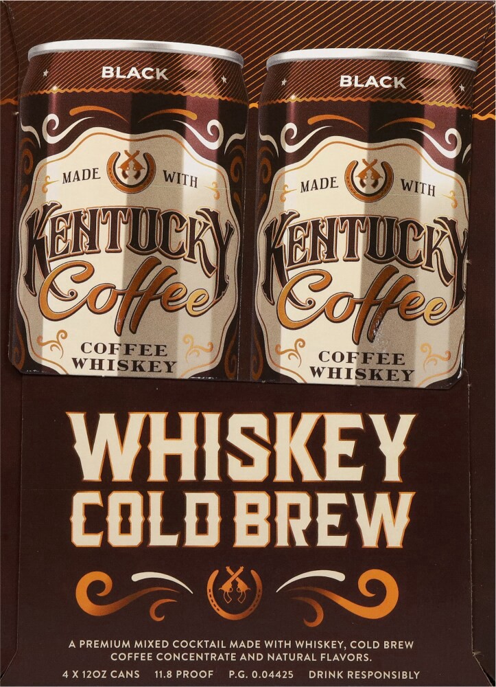 slide 2 of 2, Kentucky Hard Cold Brew Black Coffee Whiskey 4 - 12 fl oz Cans, 4 ct; 12 fl oz