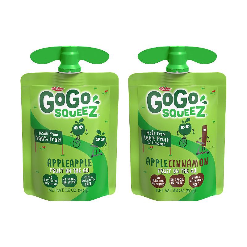 slide 3 of 6, GoGo SqueeZ No Sugar Added Applesauce and Fruit Puree Apple Cinnamon Variety Pack - 3.2oz/20ct, 3.2 oz, 20 ct