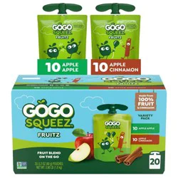 GoGo SqueeZ No Sugar Added Applesauce and Fruit Puree Apple Cinnamon Variety Pack - 3.2oz/20ct